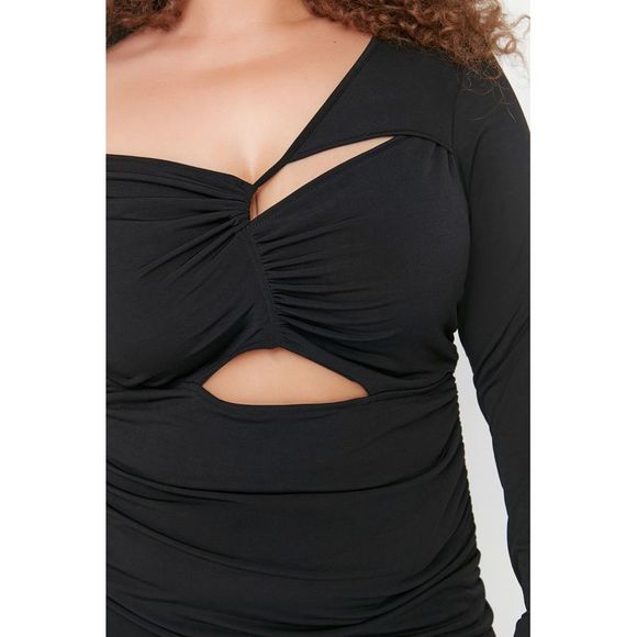 NWT Trendyol Plus Size Fitted Knit Plus Size Dress - Picture 3 of 11